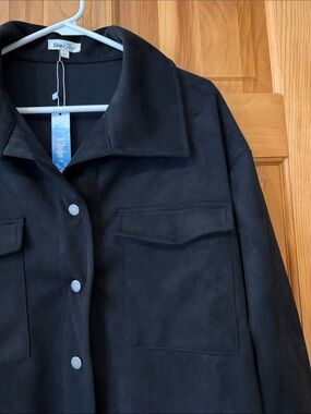 NWT Elsie & Zoey Black Utility Faux-Suede Shirt Jacket